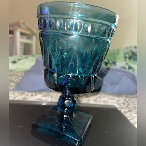 Vintage Indiana Glass Company - Colony Park Lane - Teal Drinking Glass/Goblet